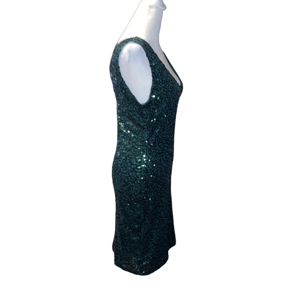 Green sequins sleeveless dress Mardi Gras - Picture 2 of 5
